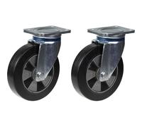 200mm 8" castor black rubber swivel strong 900kg capacity, set of 2