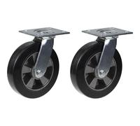 200mm 8" castor black rubber swivel strong 900kg capacity, set of 2