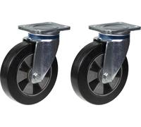 200mm 8" castor black rubber swivel strong 900kg capacity, set of 2
