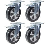 200mm 8" castor black rubber swivel with brake strong 1400kg capacity, set of 4