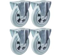 200mm 8" castor grey rubber tyre fixed strong 820kg capacity, set of 4