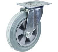 200mm 8" castor grey rubber tyre swivel & brake strong 820kg capacity, set of 4