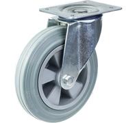 200mm 8" castor grey rubber tyre swivel strong 205kg capacity