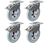 200mm 8" stainless steel castor grey rubber, swivel with brake, 820kg, set of 4