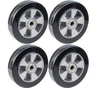 200mm 8" wheel black rubber with aluminium centre 1800kg capacity, set of 4