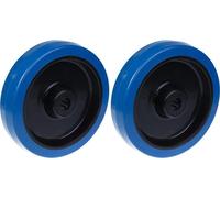 200mm 8" wheel blue rubber with nylon centre strong 800kg capacity, set of 2