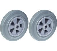200mm 8" wheel grey rubber tyre with plastic centre 410kg capacity, set of 2