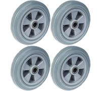 200mm 8" wheel grey rubber tyre with plastic centre 820kg capacity, set of 4