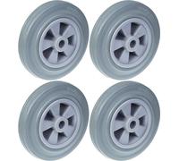 200mm 8" wheel grey rubber tyre with plastic centre 820kg capacity, set of 4