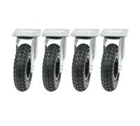 200mm Pneumatic Swivel Castors Pumped Inflated 8? Inch Rubber Wheels (Set of 4)