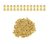 200pcs 2mm Perles d'Espacement Rondes, Plaqué or 14 Carats Perle Remplie de Laiton Empilables Perles de Bracelet Lisses pour Collier Boucle d'Oreille Accessoires de Fabrication de Bijoux