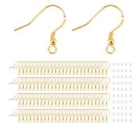 200Pcs 925Plaqués Argent Crochet Attache Boucles Crochets de Boucle D'oreille D'oreilles HypoallergÉNique Crochets pour Fabrication de Boucles D'oreilles Bricolage (Or)