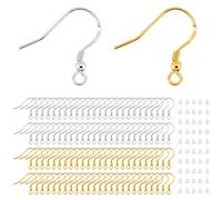 200Pcs 925Plaqués Argent Crochet Attache Boucles Crochets de Boucle D'oreille D'oreilles HypoallergÉNique Crochets pour Fabrication de Boucles D'oreilles Bricolage (Or Argent)