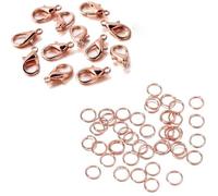 200pcs anneaux + 100pcs fermoirs ensemble fermoir mousqueton anneaux ouverts pour bracelet collier connecteurs fabrication de bijoux kit de bricolage gros-or rose ensemble, fermoir 10mm anneau 4mm