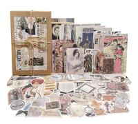 200PCS Autocollants Vintage Scrapbooking Décoratif Fournitures de Voyage Rétro Washi Sticker Scrapbook Autocollant Aesthetic pour Bullet Journal Cahier DIY Album Photo Calendrier Agenda