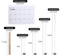 200pcs Candle Wicks 6cm/10cm/15cm/20cm Natural Candle Wicks With 200pcs Wick Stickers,Cotton Candle Wicks For Candle Making Diy.[W180]