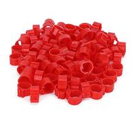 200Pcs Clip de Cuisse de Volaille Rouge, Bandes de Cuisse de Volaille en Plastique à Clipser, Pigeons Réutilisables Identifier Aucun Outil de Formation de Marquage de Mot pour (10mm red wordless ring)