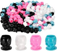 200pcs Disposable Tattoo Pigment Ink Cups Skull Tattoo Ink Cups For Tattoo Permanent Makeup Container Cap Tattoo Accessory Tattoo Kits (Mixed Color)