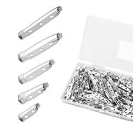 200pcs Épingle Barre, 20mm/25mm/32mm/38mm/45mm Épingles de Sûreté pour l'Artisanat Dos Plat en Métal Pin Backs pour la Fabrication de Bijoux DIY Badge Nom Étiquette Citation