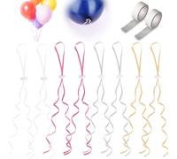 200Pcs Fermeture de Ballon avec Cordon, Ruban de Ballon, Fermeture de Ballon, Attaches de Ballon, Attaches de Ballon pour Anniversaire, Fête de Mariage, Quotidien, Célébrations（Gold,Silver,White,Pink）
