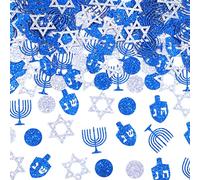 200pcs Hanoukka paillettes confetti joyeux Hanoukka décoration table à manger confetti confetti juif Hanoukka décoration festive argent et bleu Hanoukka décoration