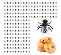 200pcs Mini Mouche en Plastique, Réalistes Fausse Mouche Qui Vole Petites Mouches Simulées Minuscules Jouets en Plastique Jouet Blague pour Fête Farces Halloween Tromper Les Gens