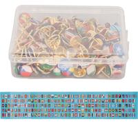 200pcs National Flag Daumen Tacks klares Muster Edelstahlbox Pack Country Push Pins für Bürodekoration
