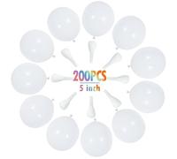 200Pcs Pastel White Balloons 5 Inch Mini Thicken Light Macaron White Latex Balloon for Birthday Wedding Reception Bridal Shower Party Decorations Supplies
