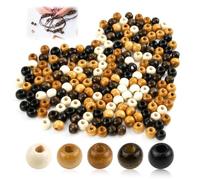 200pcs Perles en Bois à Grand Trou pour Cheveux Tresse Africaine, Bois 9x10mm pour Décoration, Grosse Perle avec Grand Trou, Idéales pour Bijoux et Décoration
