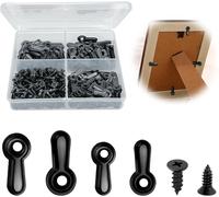 200pcs Photo Frame Swivel Button Fastener,Photo Frame Hardware and Screws,Flat Head Photo Frame Hanging Screws,Photo Hooks Set for Home,Gallery,Office and Party (2 Sizes)