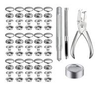 200PCS Pression Bouton Fixation, 15 mm Boutons-pression en Acier Inoxydable Set Bouton Pression Cuir avec Pince et 3 Outils