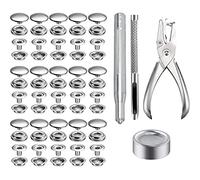 200PCS Pression Bouton Fixation, BetterJonny 15 mm Boutons-pression en Acier Inoxydable Set Bouton Pression Cuir avec Pince et 3 Outils de Réglage pour Bateau Toile Sac Cuir Artisanat