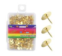 200pcs Round Metal Thumbtacks Plated Push Pin De Tête Plate Round Plat Bulletin Gold