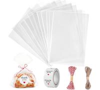 200pcs Sac Plastique Tansparent Opp Pochette Sachet D'emballage Cellophane Biscuit Bonbons Perles Bijoux Cadeau (15 * 20cm)