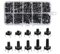 200PCS Tactile Push Button,Switch Micro momentané Tact Assortiment,Interrupteurs à Bouton-Poussoir Tactiles 6x6x4,3/5/6/7/8/9/10/11/12/13 mm