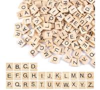 200pcs Tuiles de Lettre en Bois A-Z, Scrabble pour Travaux Manuels, étude, Orthographe, Lettres Mobiles avec Puzzle Alphabets - 20 x 18 x 4mm