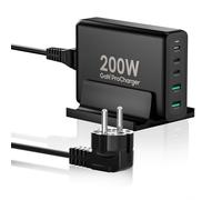 200W Chargeur Rapide USB C, GaN II Stations Charge 5 Ports PD 3.1 Compatible avec 96W MacBook Pro/air, Dell XPS, iPad, Surface Book, chromebook, matebook, Galaxy 24, iPhone 16/15/14 Serive