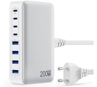 200W Chargeur Usb C, Chargeur Rapide Avec Gan Iii Tech, 8 Ports Pd Qc Pps Prise Multiple, 65W Adaptateur Chargeur Laptop Compatible Avec Macbook Pro/Air Laptop, Iphone, Ipad Pro, Galaxy, Ste[Z236]