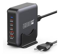 200W Chargeur USB C Multiple, 5 Ports【3 USBC et 2 USBA】 Chargeur Rapide GaN III, Station de Charge PD+QC, 100W Type C Laptop Adaptateur Compatible avec MacBook Pro/Air/iPhone 15/16/Galaxy S23/S24