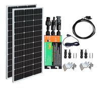 200W Panneau Solaire avec 300W Onduleur, Kit Solaire Autonome Complet 220V, Plug and Play