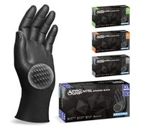 200x PROGRIP Gants nitrile taille XL Noir [Avec double épaisseur et texture diamantée], Gants nitrile à usage unique pour atelier, industrie et montage, Gants nitrile à usage unique
