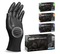 200x PROGRIP Gants nitrile taille XXL Noir [Avec double épaisseur et texture diamantée], Gants nitrile à usage unique pour atelier, industrie et montage, Gants nitrile à usage unique
