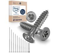 200x Vis à bois tête fraisée en Acier inoxydable Torx V2A vis inox 10x60 pour panneaux d'aggloméré Bois Filetage partiel 10mm fort 60mm long 200 pièce en acier A2