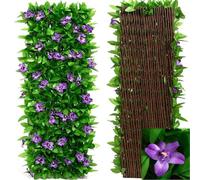 200x40cm Panneau d’intimité extensible avec feuillage de lierre artificiel,Haie artificielle réglable, écran brise-vue pour balcon, terrasse, jardin et extérieur, décoration naturelle (Violet-1pc)