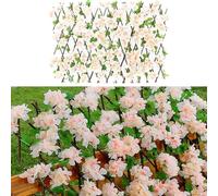 200x40cm Panneau d’intimité extensible avec feuillage de lierre artificiel,Haie artificielle réglable, écran brise-vue pour balcon, terrasse, jardin et extérieur, décoration naturelle (Blanc-1pc)