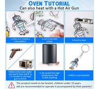 201 Pcs Feuille Plastique Fou, Plastique Magique Kit Comprend 10 Transparent, 5 Papier Fou Avec Motif, Avec Perforateur, Boucle Ouverte, Anneau De Clé, Crayons, D'oreille Pour Les Bricolages