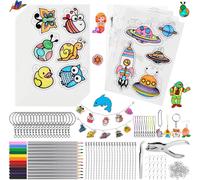 201 Pièces Plastique Fou, Incluent A5 10 Plastique Fou Transparent, 5 Plastique Dingue Avec Motif, Perforatrice, Crayon, Fermoir, Plastique Magique Kit Pour Enfant