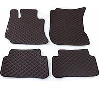 2010-2015 Mercedes Classe E Cuir W212 Rouge Tapis de sol en similicuir noir 4 pcs