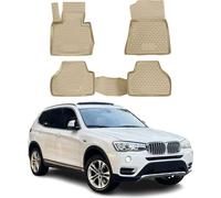 OMAC Lot de 4 tapis de sol en caoutchouc compatibles avec BMW X3 F25 2010-2017 TPE Beige