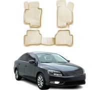 2011-2015 VW Passat B7 Tapis de sol TPE Beige 4 pcs